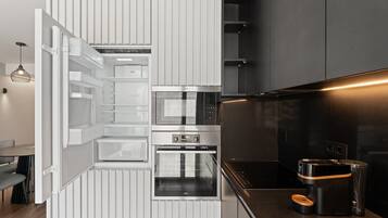 Fridge, microwave, oven, dishwasher