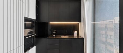 Fridge, microwave, oven, dishwasher