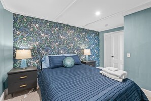 1 bedroom, desk, iron/ironing board, travel cot