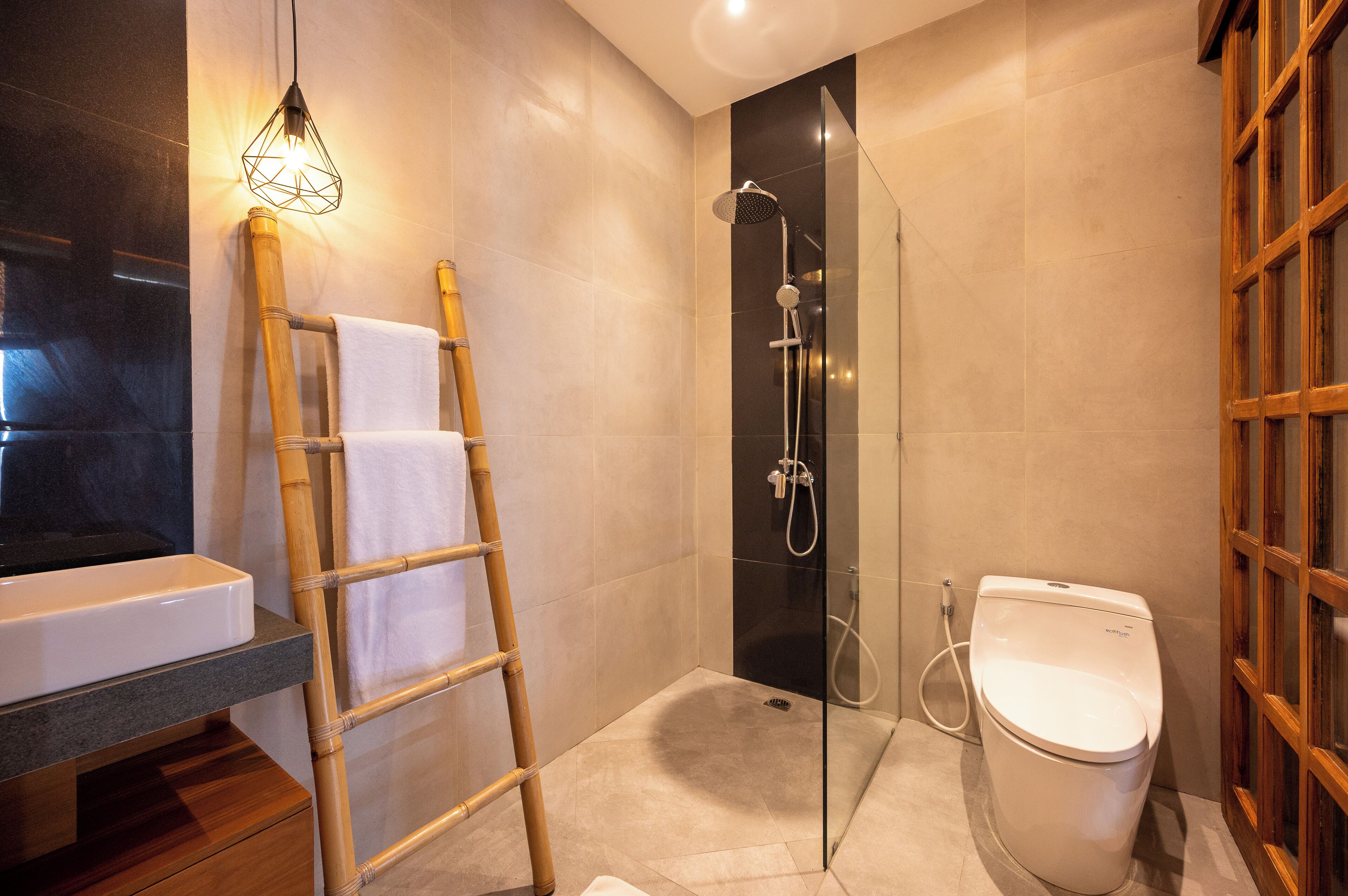 Two Bedroom Pool Villa Rice Field View | Bathroom | Separate tub and shower, hair dryer, towels, soap