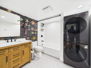 Hair dryer, towels
