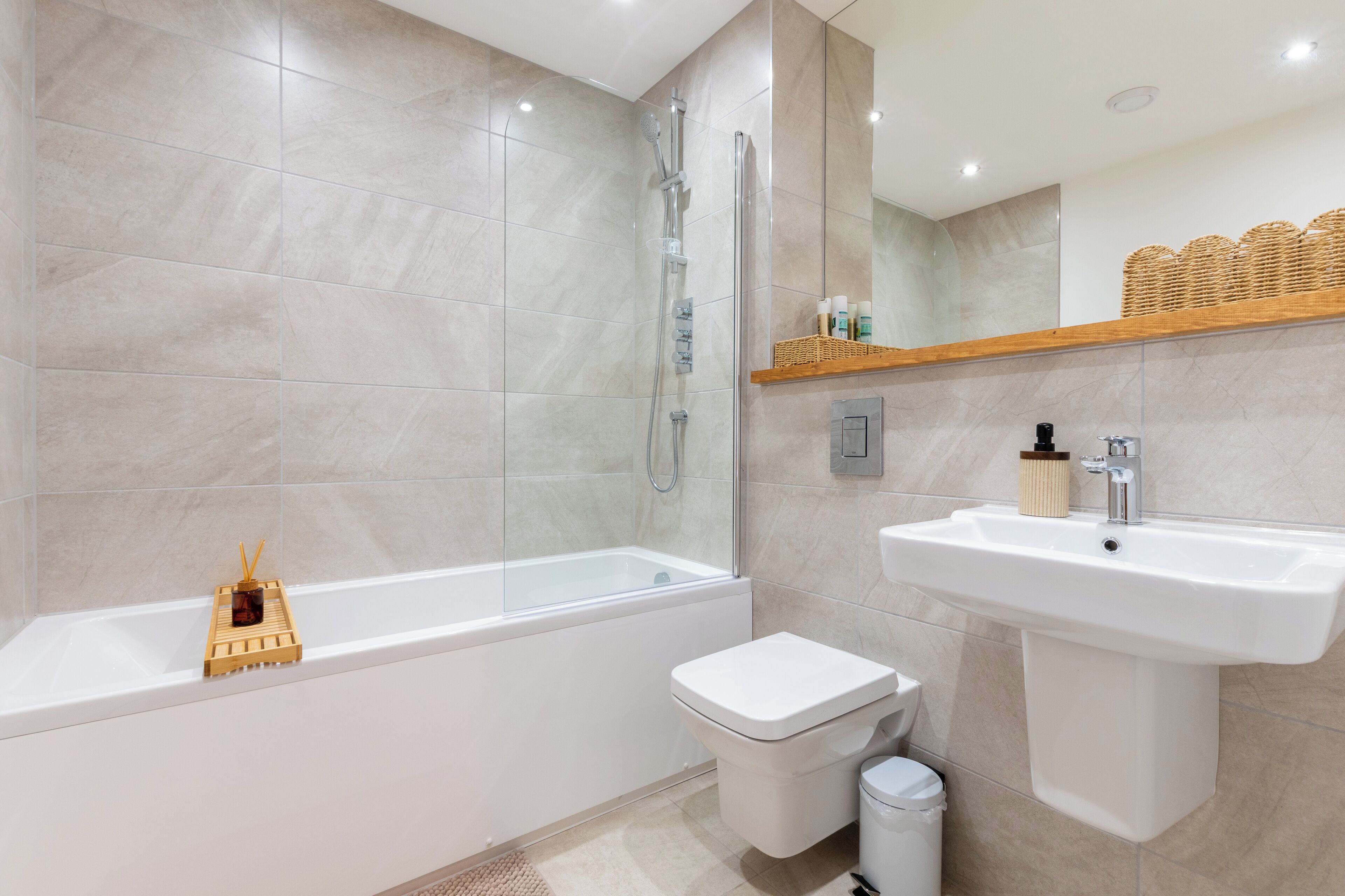 Hair dryer, towels, toilet paper