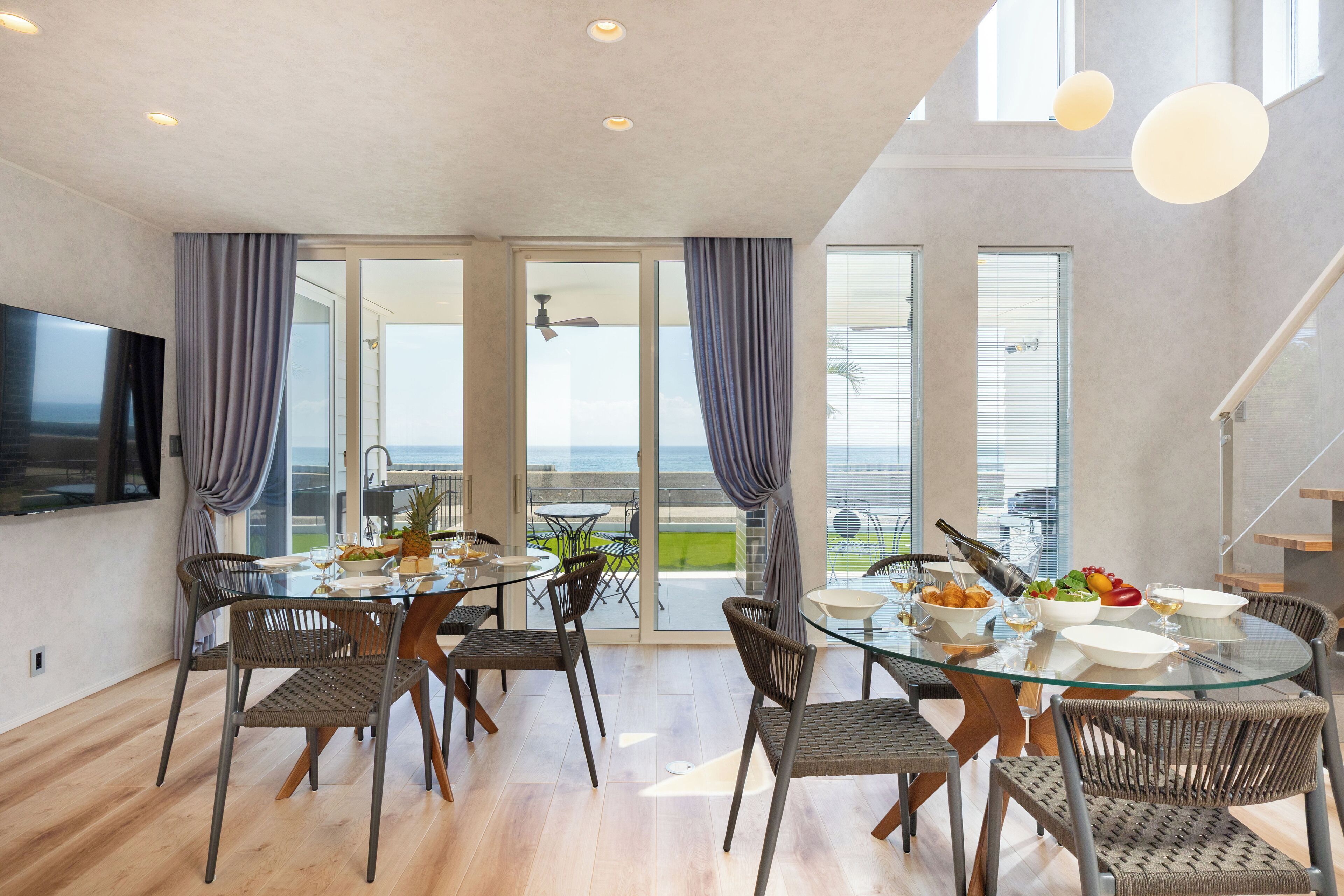 Luxury Villa, Ocean View | Living area | 65-inch flat-screen TV with cable channels