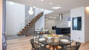 Luxury Villa, Ocean View | Living area | 65-inch flat-screen TV with cable channels