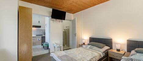 1 غرفة نوم وواي فاي وملاءات أسرّة