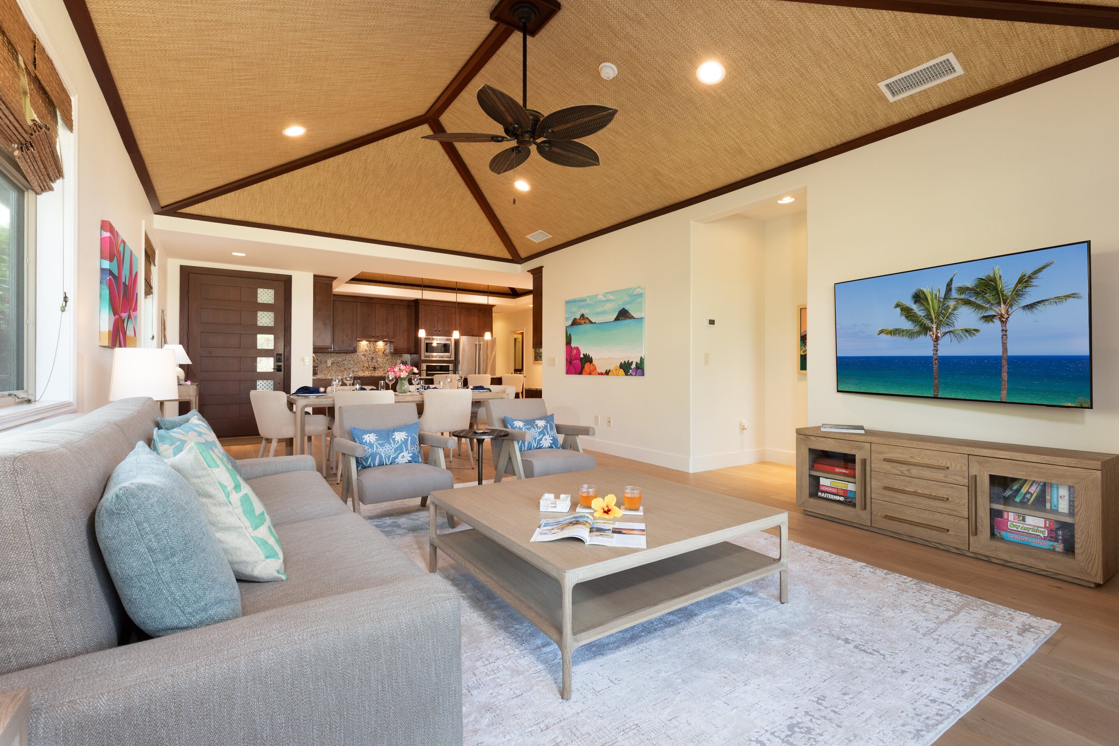 TV, table tennis, books, music library