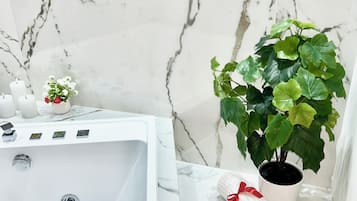 Douche, serviettes fournies, savon, papier toilette