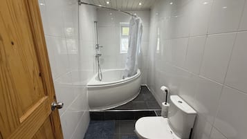 Hair dryer, towels, toilet paper