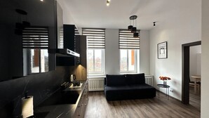 Comfort Apartment, 1 Bedroom, Balcony, River View | Private kitchen - Nysa River Apartments (Zgorzelec)