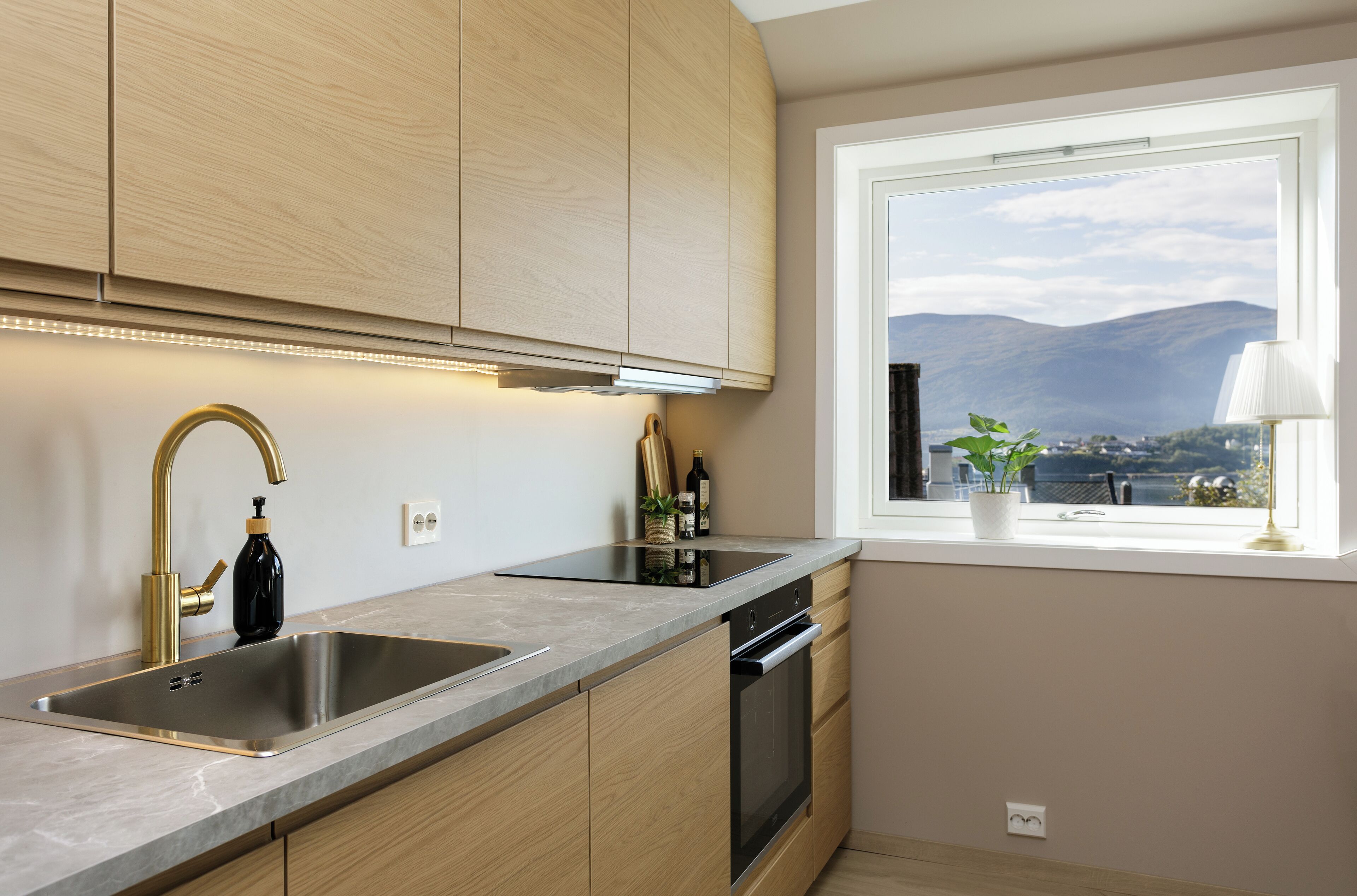 Kjøleskap, ovn, kokeplater og oppvaskmaskin