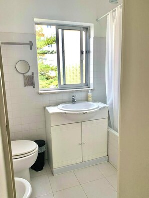 Dusche, Haartrockner, Bidet, Handtücher