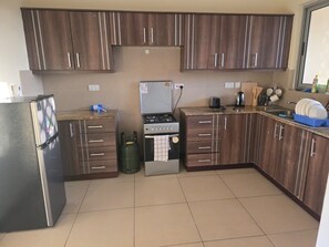 Fridge, oven, stovetop, electric kettle