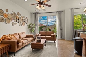 TV, fireplace, offices