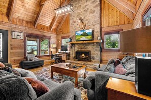 TV, fireplace, DVD player, offices