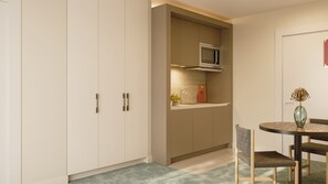 Deluxe-Apartment | Eigene Küche | Kühlschrank, Mikrowelle, Herdplatte, Kochgeschirr/Geschirr/Besteck