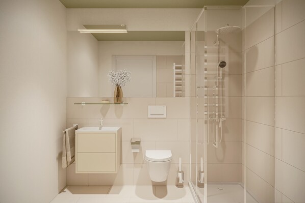 Shower, eco-friendly toiletries, hair dryer, towels - Bob W Munich City West (Munich)