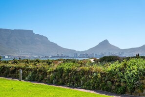 A cityscape with mountains in the background and a view of the city from a park area. - Leisure Bay 125 (Cape Town)