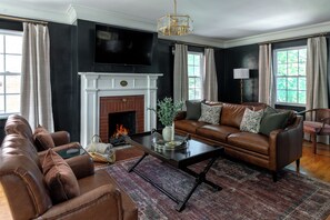 TV, fireplace, computer monitors