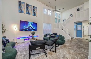 TV, fireplace, offices