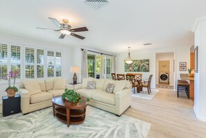 TV, DVD player, stereo