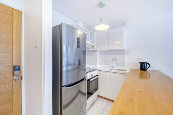 Fridge, microwave, oven, toaster