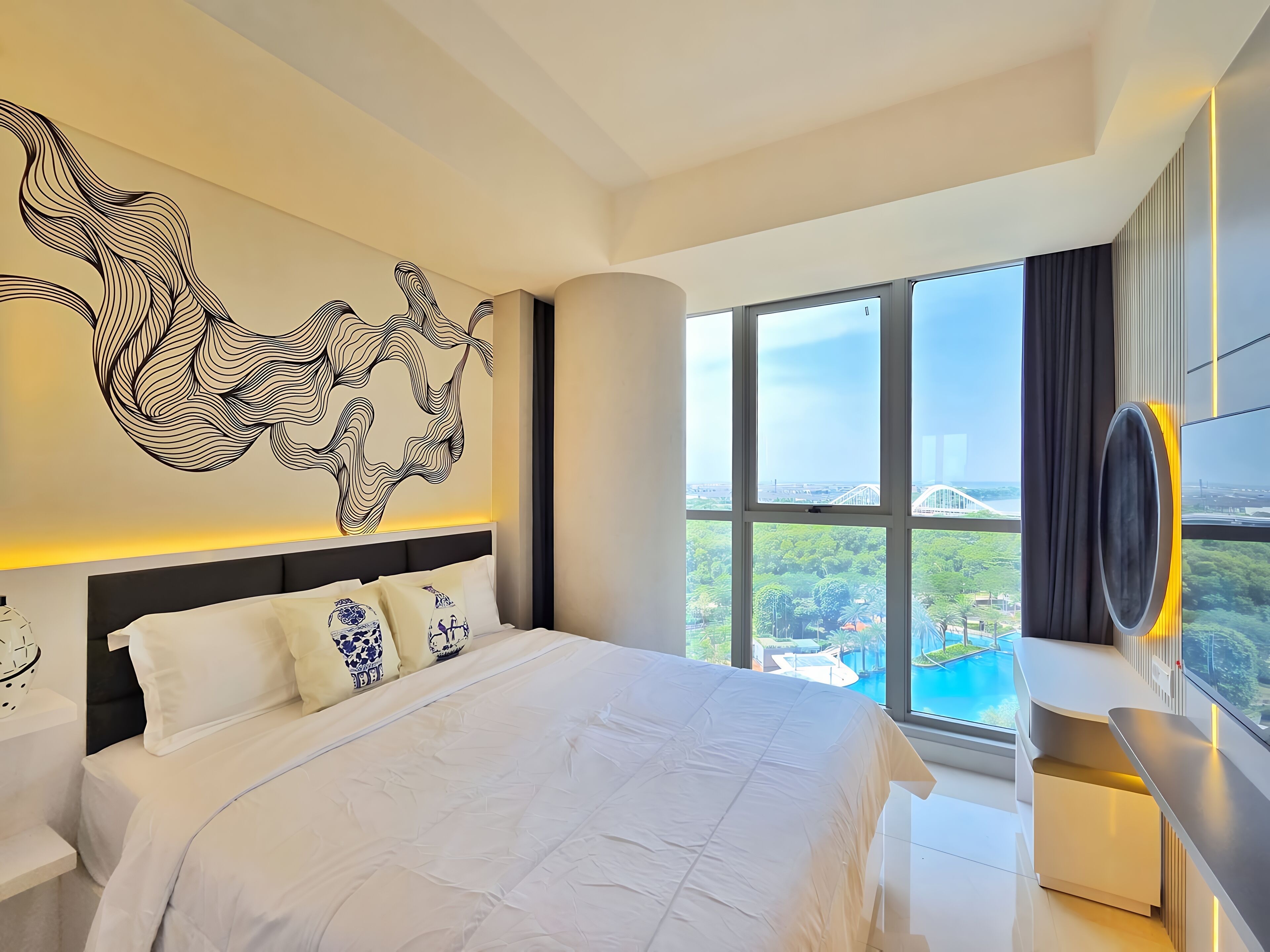 Departamento, 3 habitaciones, vista a la alberca | Tabla de planchar con plancha y wifi gratis 