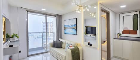 Appartement, 3 chambres, vue mer | Coin séjour