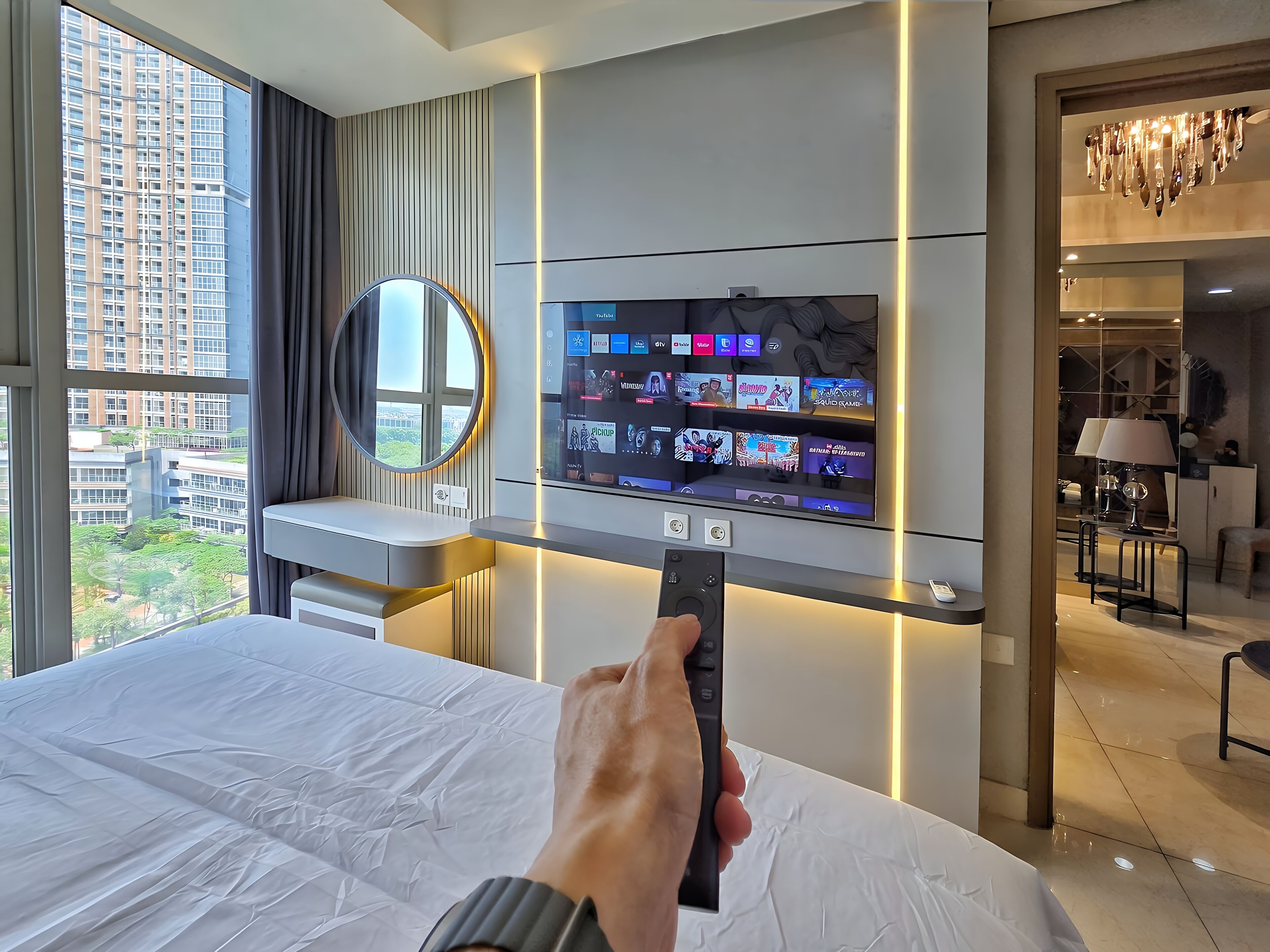 Apartemen, 3 kamar tidur, pemandangan kolam renang | Setrika/meja setrika dan Wi-Fi gratis
