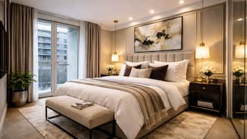 1 bedroom, desk, iron/ironing board, travel cot