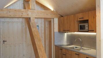 Réfrigérateur, micro-ondes, plaque de cuisson, lave-vaisselle