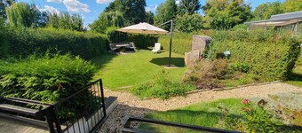 Tiny house with outdoor chimney and an own water jetty at the lakeside.