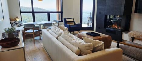 Fernseher, Kamin, Bücher