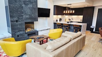 TV, fireplace