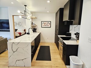 Fridge, microwave, oven, dishwasher