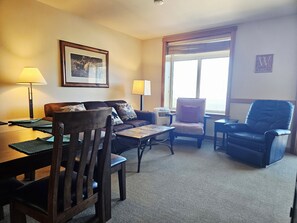 Televisión, chimenea y libros 