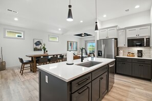 Fridge, microwave, oven, dishwasher