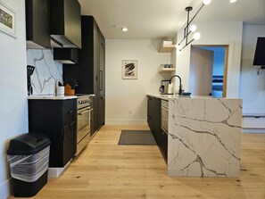 Fridge, microwave, oven, dishwasher