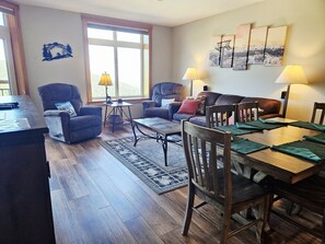 Télévision, cheminée, livres