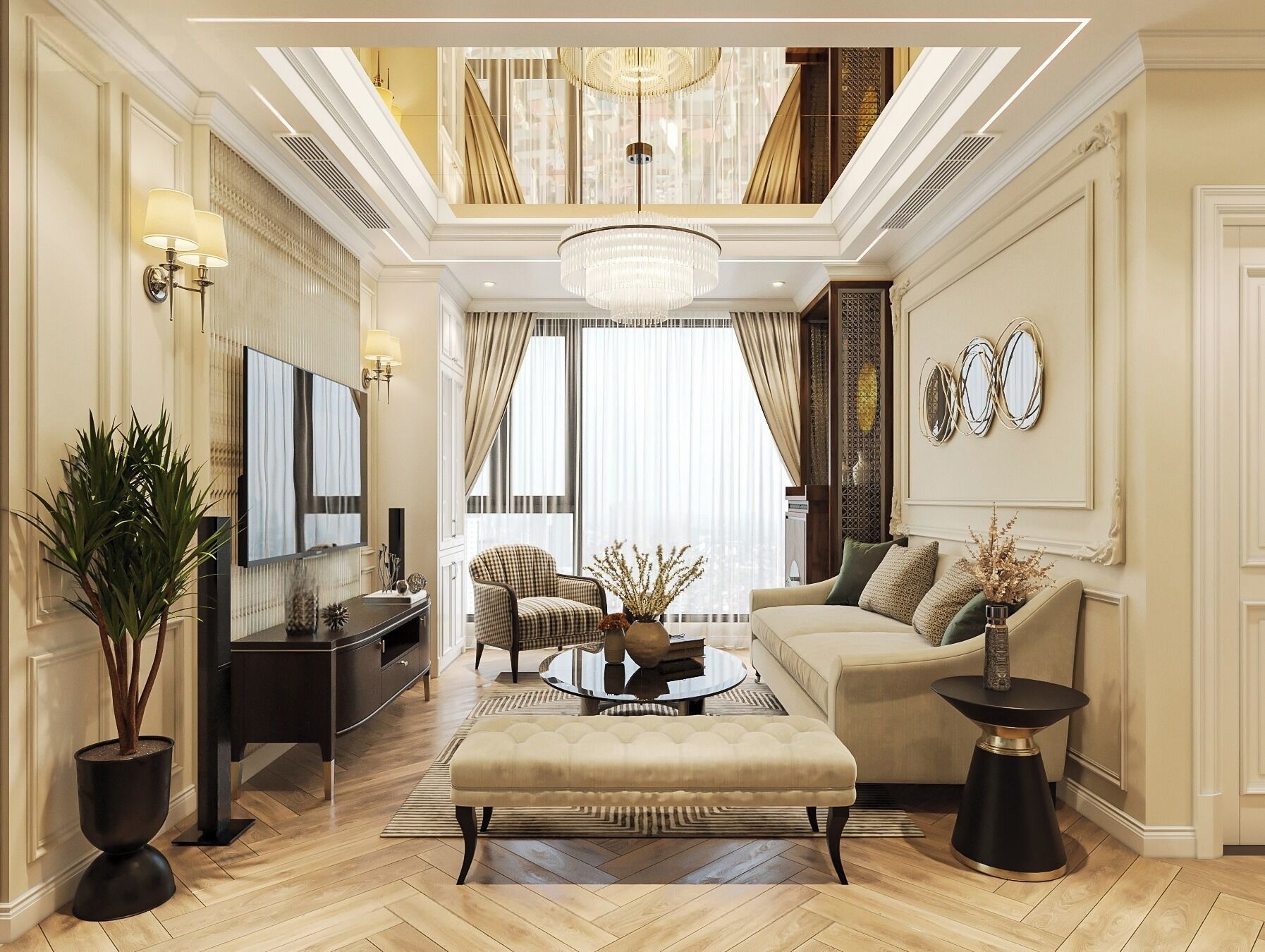 尊贵公寓, 2 间卧室, 阳台, 城市景观 | 防过敏的被褥、迷你吧、特色装修、特色家居