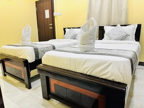 Standard Double or Twin Room, Private Bathroom | Desk, laptop workspace, blackout drapes, iron/ironing board