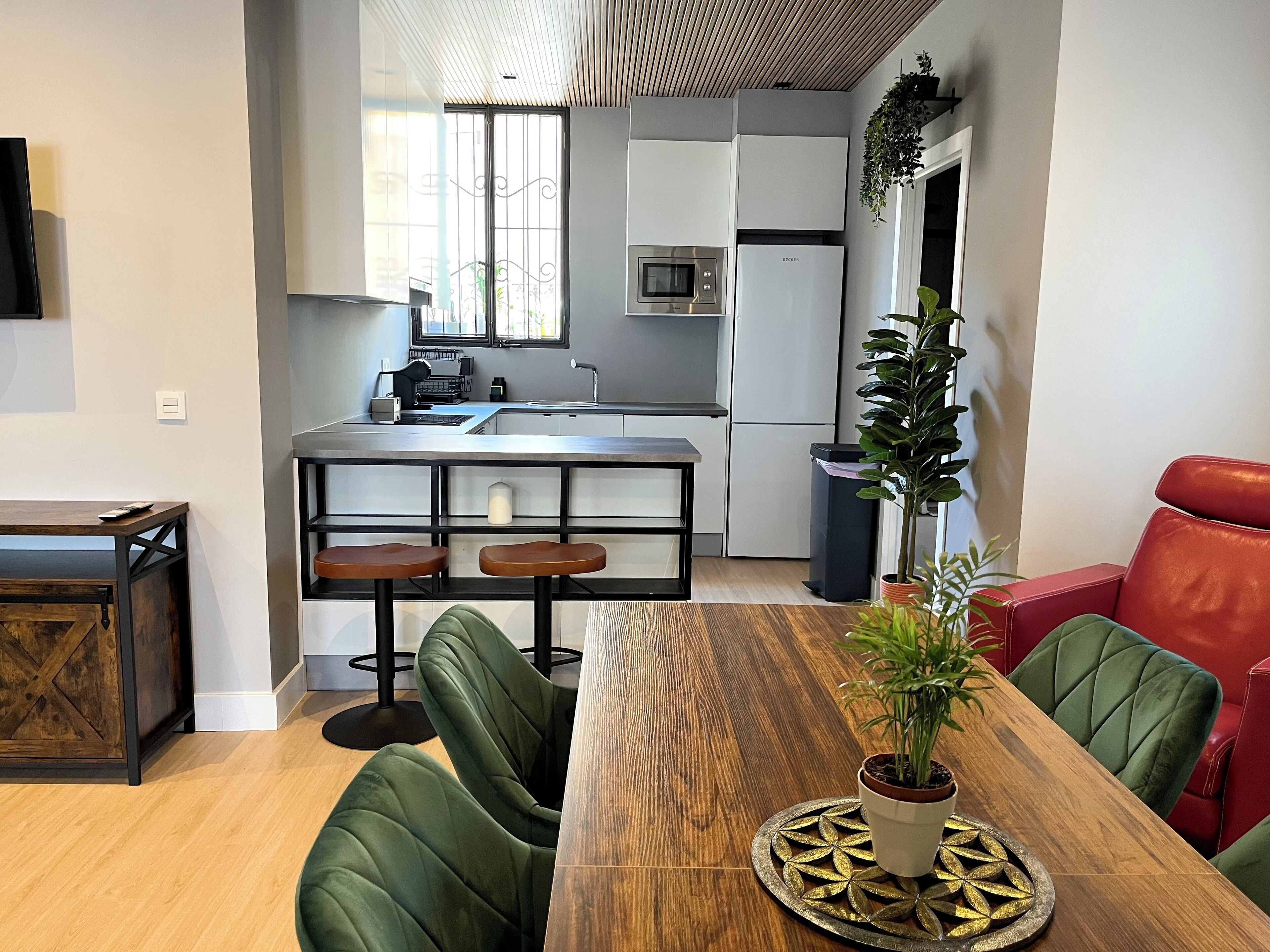Microondas, horno y placa de cocina