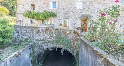 Gite du Moulin Ariège in Carla-de-Roquefort with Mountain View, Private Garden & AC