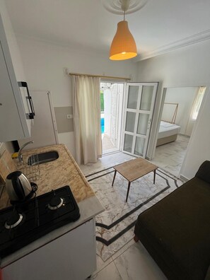 1 bedroom, iron/ironing board, bed sheets