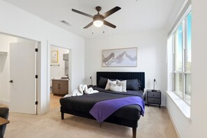 2 bedrooms, desk, iron/ironing board, travel cot