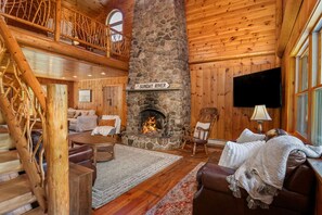 Televisio, takka, videopelejä, kirjoja