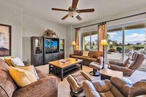 House, Multiple Beds, Pool Access, Pool View (Santa Monica) | Living area | 42-inch flat-screen TV with digital channels - Desert Fairway Oasis (Indio)