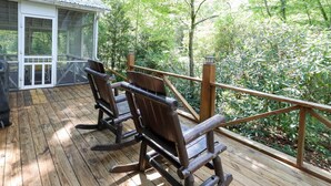Unclassified image, 4 of 34, button - Heart Pine Lodge: 1908 Historic Cozy Cabin Sleeps 8 with Firepit, Pets Welcome (Clayton)