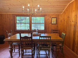 Dining - Heart Pine Lodge | 1908 Cabin, Firepit, Pets (Clayton)