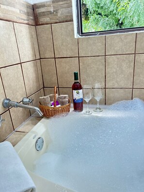 Shower, towels, soap, shampoo