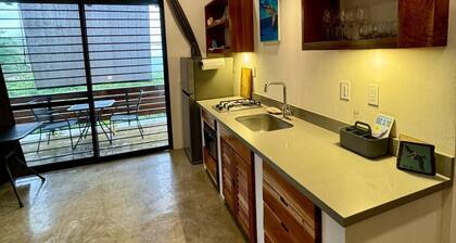 Casita Pelicano is a sleek, surf studio in Playa Remanso with AC & an ocean view